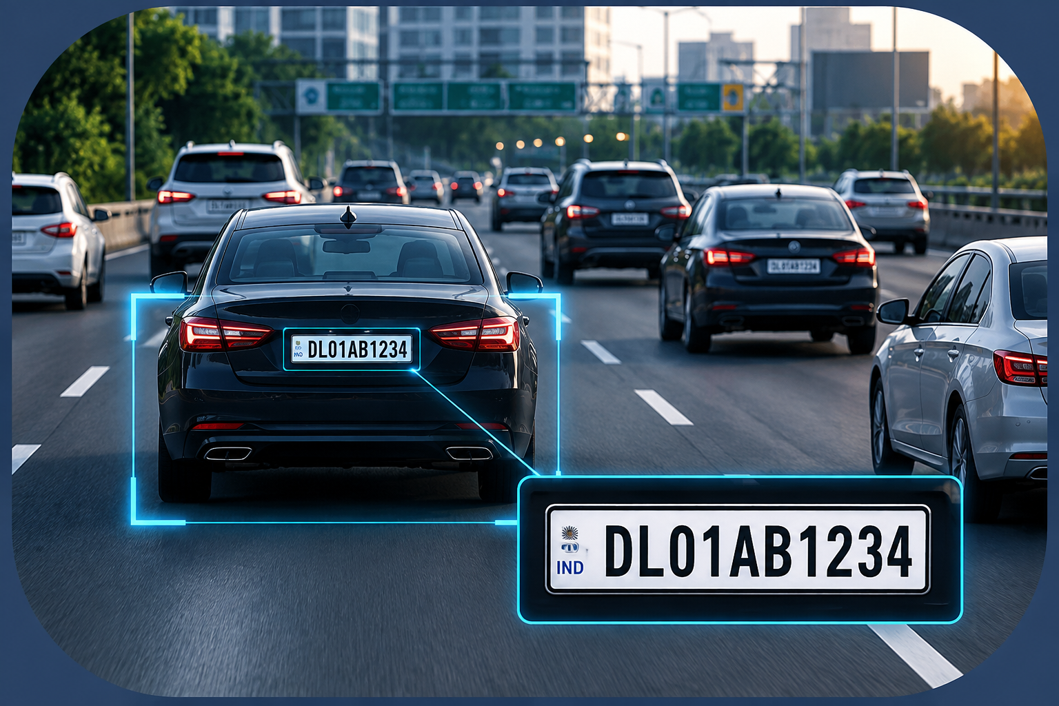 Illustrative ANPR vehicle number plate recognition