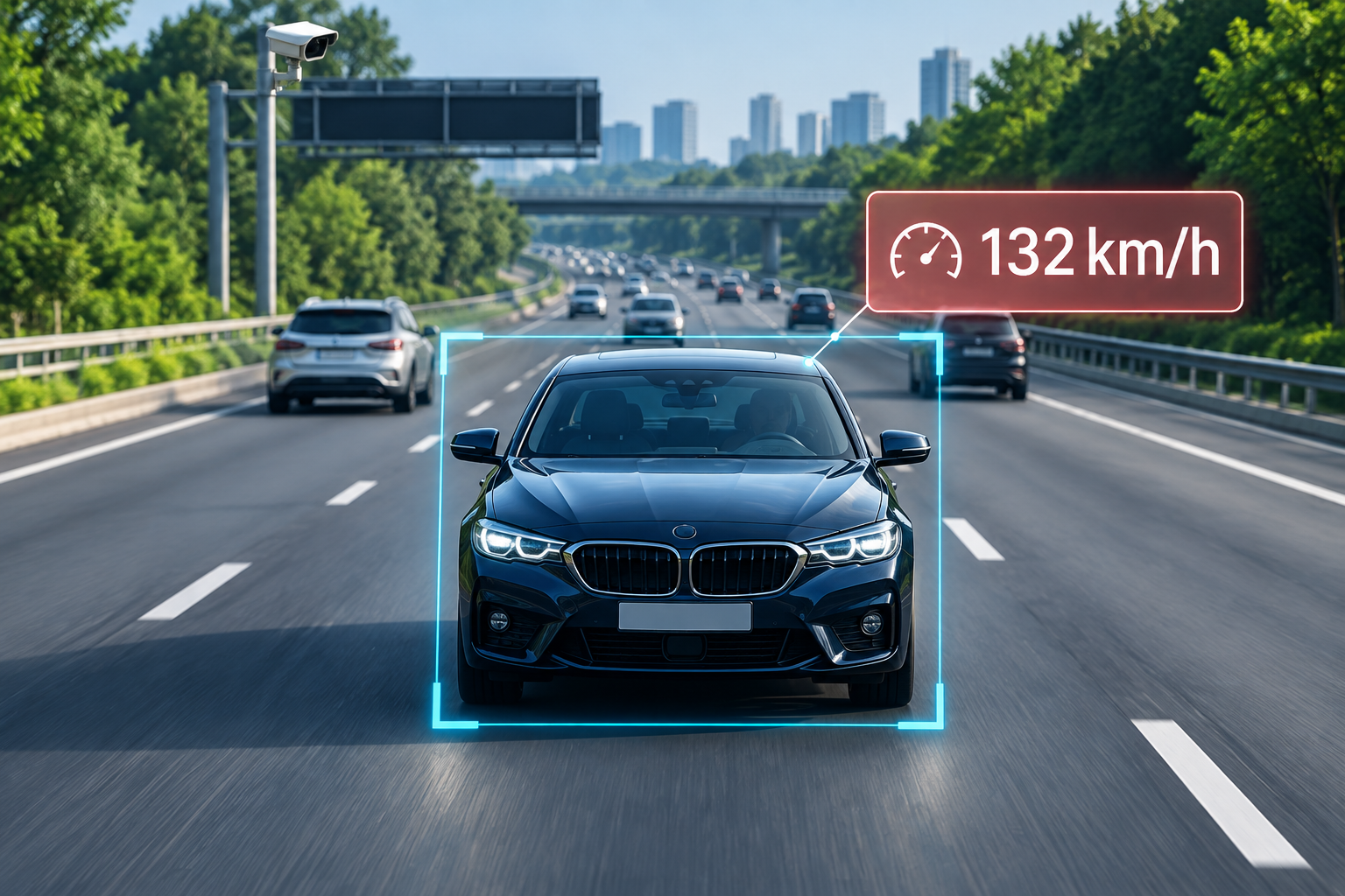 Illustrative vehicle speed detection on a highway