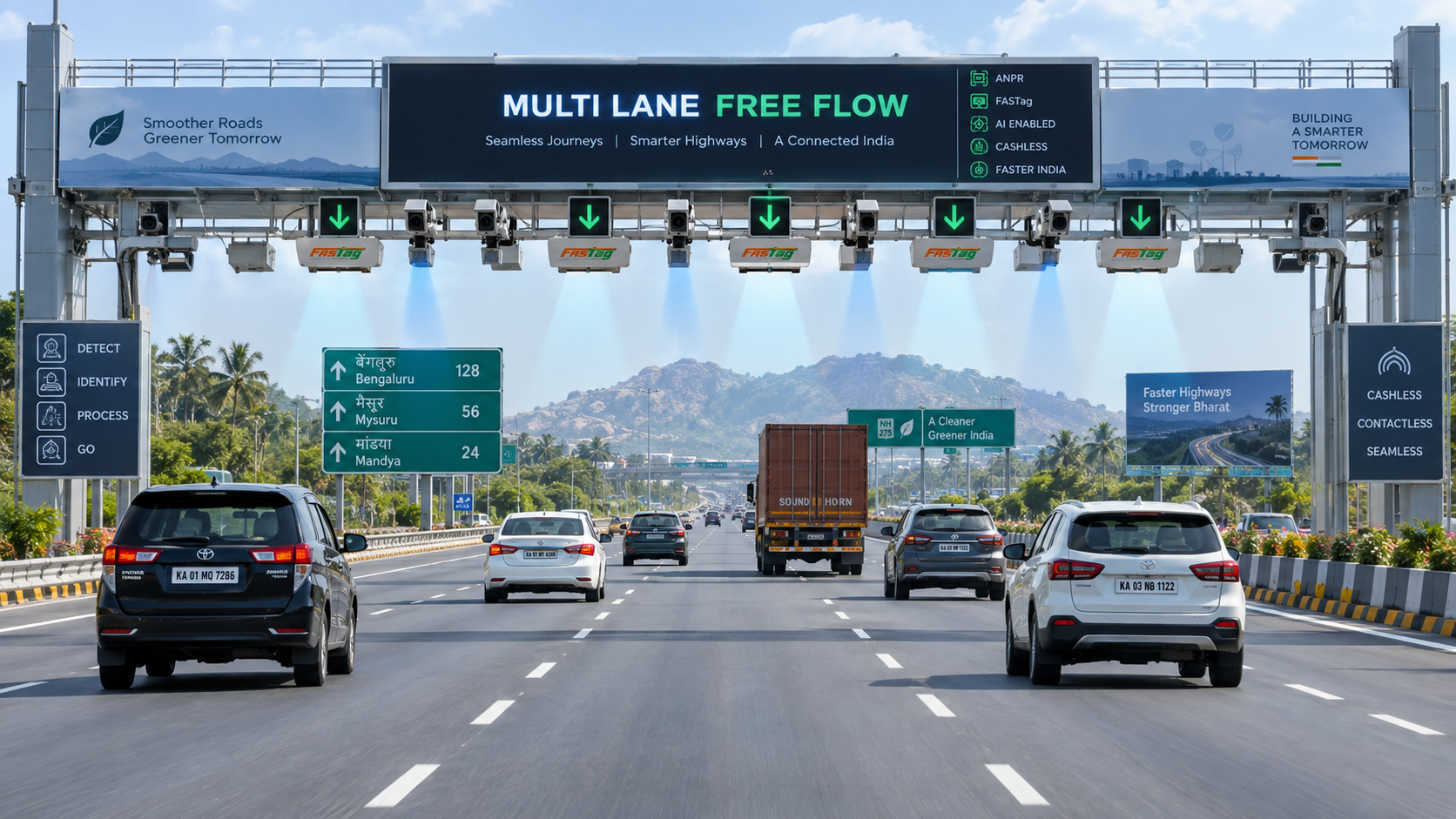 Vehicles moving freely on a multi-lane expressway