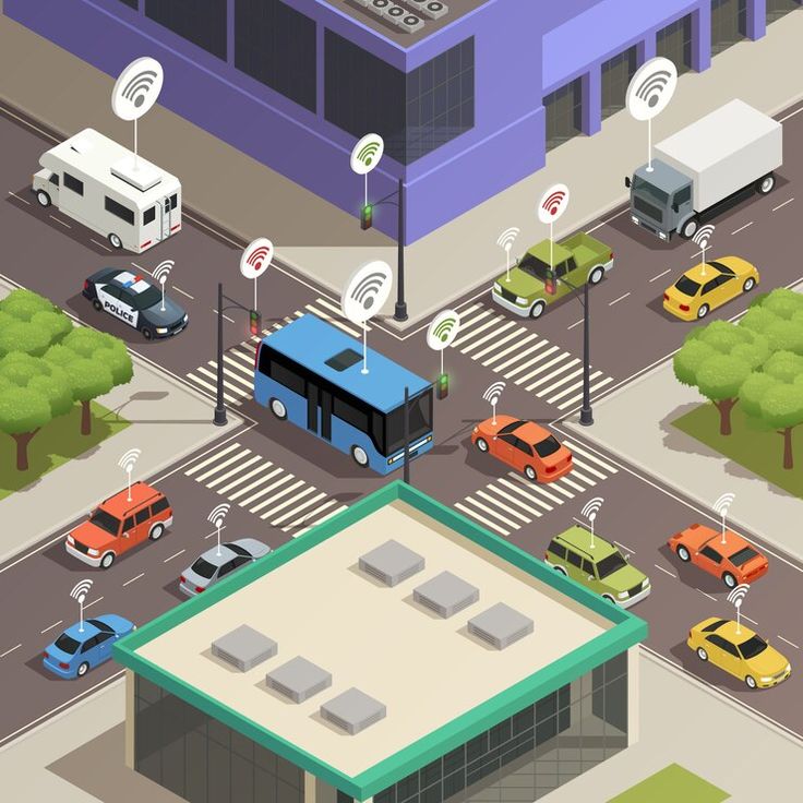Illustrative traffic control centre with operators and highway monitoring screens